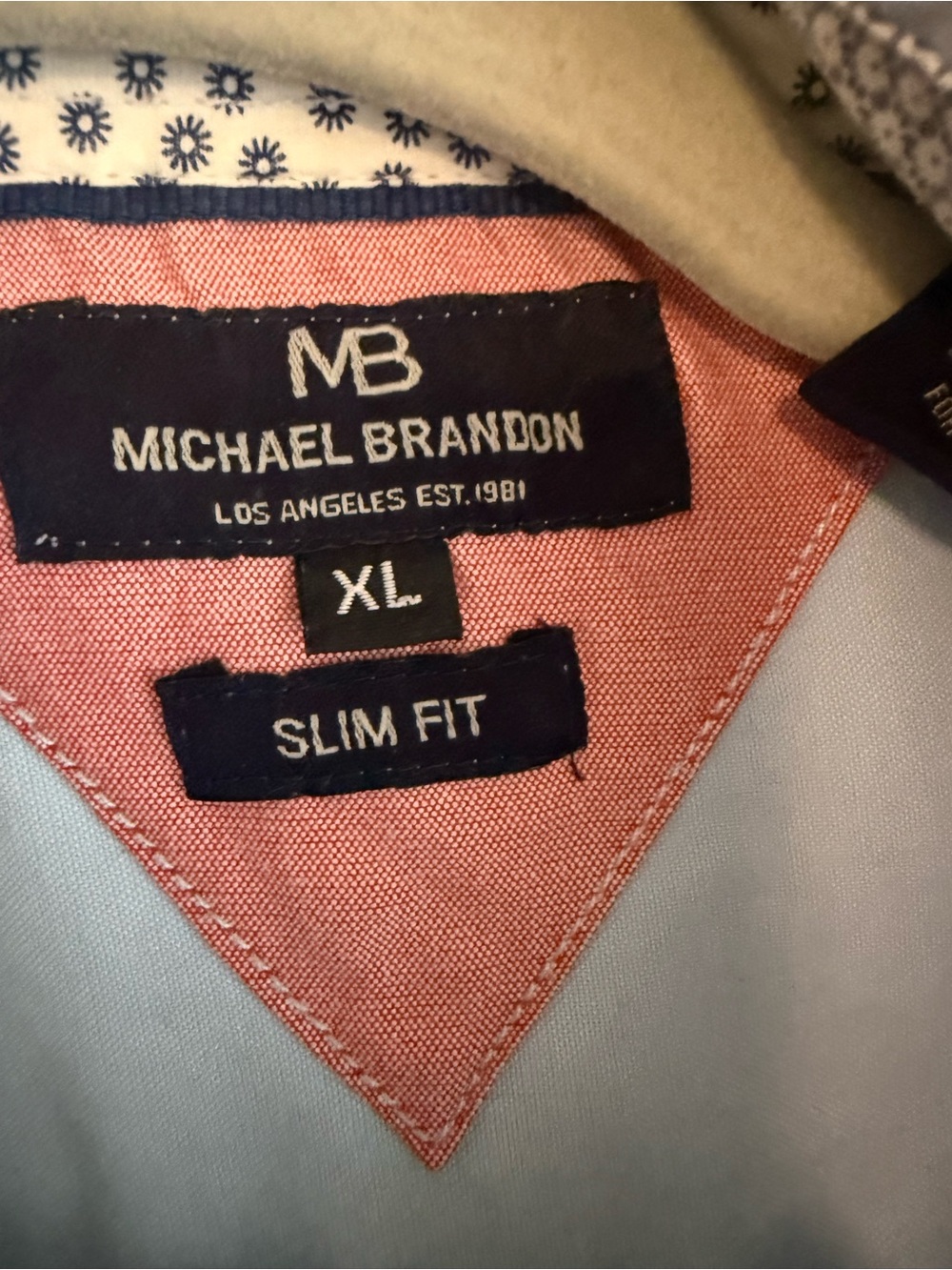 Michael Brandon Slim Fit Light Blue Jacket with Coral Trim